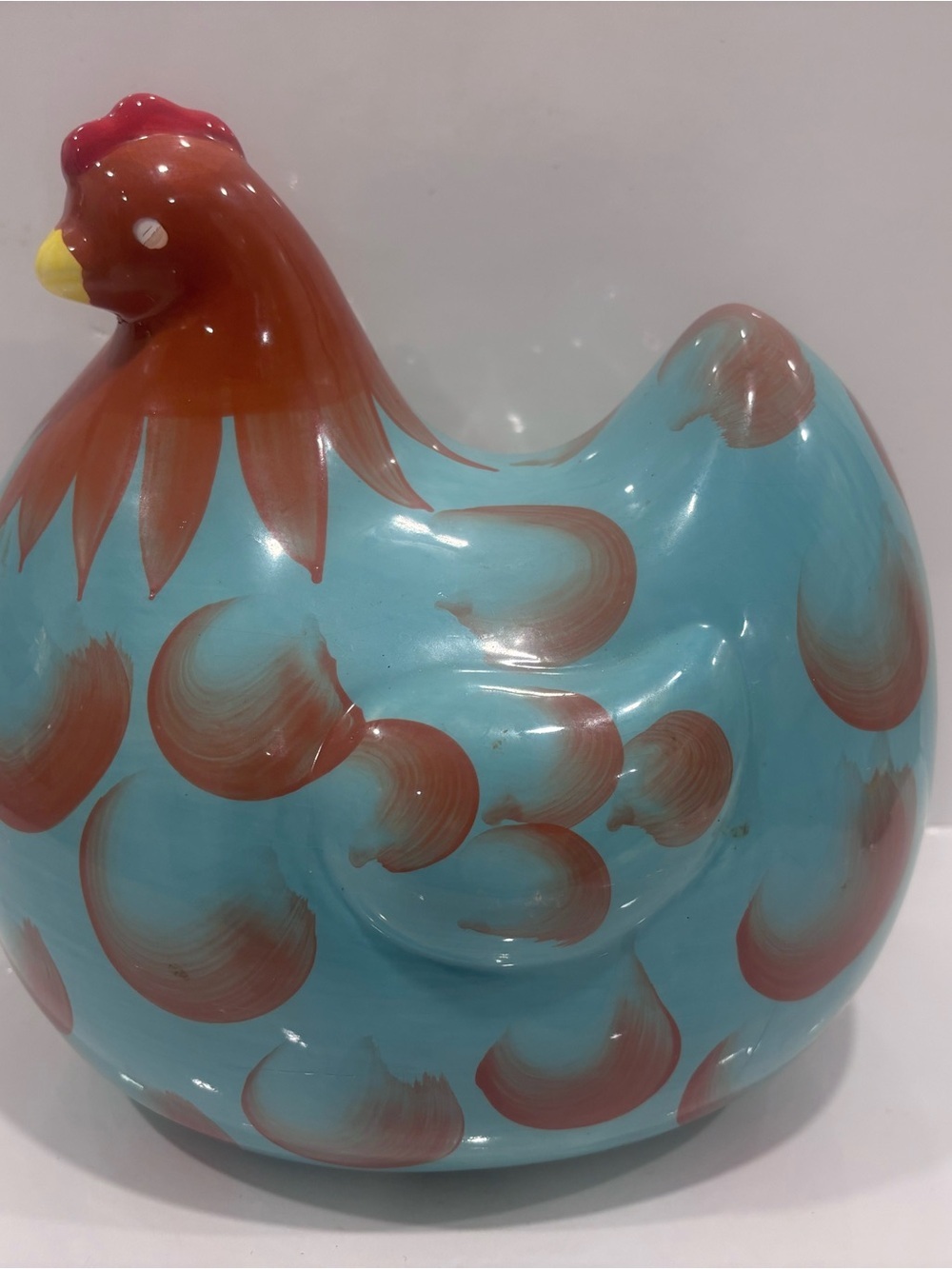 Decorative Blue and Brown Ceramic Rooster Figurine - home essentials-10”